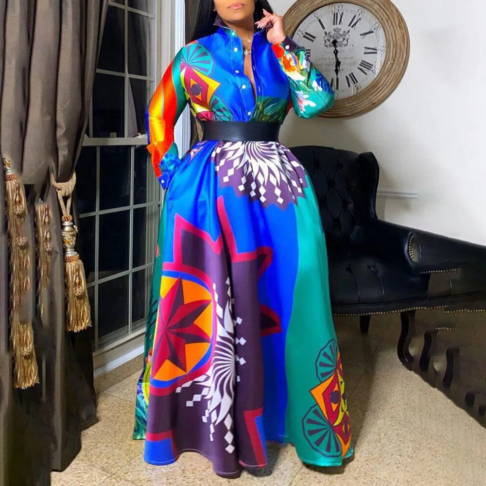 Europe America Women's Autumn High Waist Loose Long Sleeve Stand-up Collar Printing Temperament Commute Dress 2021 New
Europe America Women's Autumn High Waist Loose Long Sleeve Stand-up Collar Printing Temperament Commute Dress 2021 New