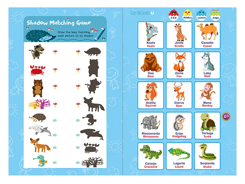 2-6 Year Spanish English E-book Learning Machine Toy Book For Children Knowledge Cognitive Activity Toys For Infant Toddler Baby
2-6 Year Spanish English E-book Learning Machine Toy Book For Children Knowledge Cognitive Activity Toys For Infant Toddler Baby