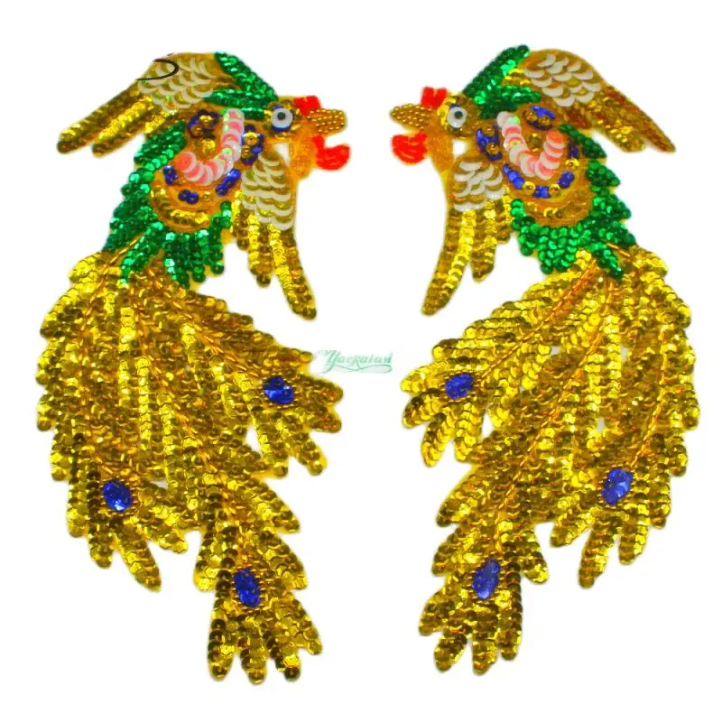 2 Pcs Sequined Embroidery Patches Gold 3D Phoenix Floral Appliques Mirror Pair Beading Cosplay Costume 17*25cm
2 Pcs Sequined Embroidery Patches Gold 3D Phoenix Floral Appliques Mirror Pair Beading Cosplay Costume 17*25cm