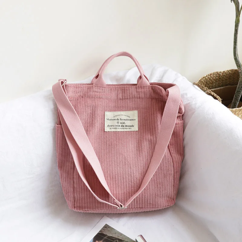 Фото Модная женская Вельветовая сумка на плечо Большая вместительная через сумки