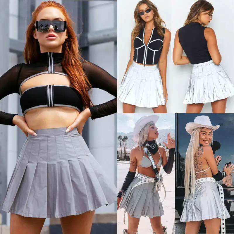 New High Waist Reflective Short Skirt Skater Pleated Mini Skirts School Girls Ladies Women
New High Waist Reflective Short Skirt Skater Pleated Mini Skirts School Girls Ladies Women