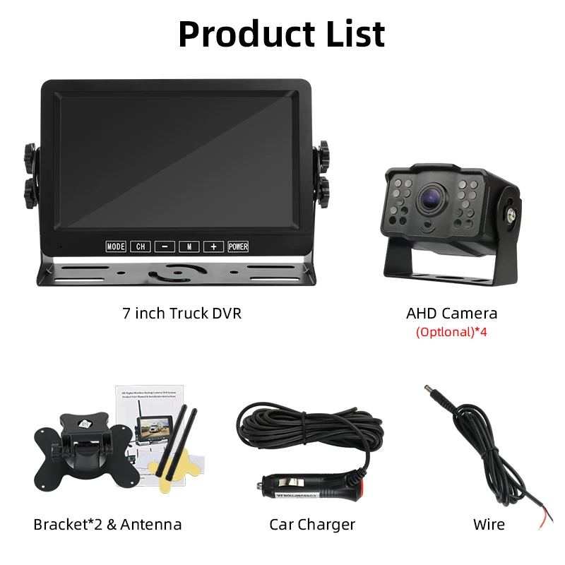 Vtopek Truck Car DVR Dash Cam Monitor Digital Wireless AHD 7 inch Reverse Rear View Camera Two Split Screen for Bus RV Trailer
Vtopek Truck Car DVR Dash Cam Monitor Digital Wireless AHD 7 inch Reverse Rear View Camera Two Split Screen for Bus RV Trailer
