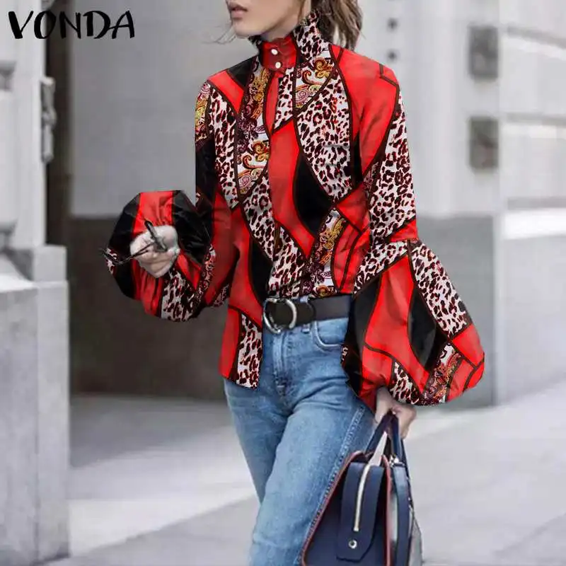 VONDA 2022 Women Shirts Elegant Long Sleeve Turtleneck Leopard Printed Blouse Autumn Casual Button Up Shirts Oversized Tops
VONDA 2022 Women Shirts Elegant Long Sleeve Turtleneck Leopard Printed Blouse Autumn Casual Button Up Shirts Oversized Tops