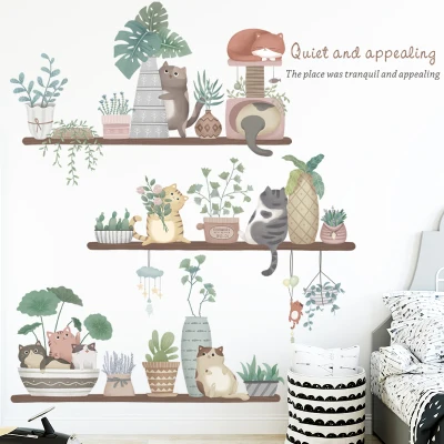 Cute Kitty Wall Stickers Removable Flowerpot Leaf Self-adhesive Bedroom Decor Posters And Prints Mural Baby Room Wall Decoration
Cute Kitty Wall Stickers Removable Flowerpot Leaf Self-adhesive Bedroom Decor Posters And Prints Mural Baby Room Wall Decoration