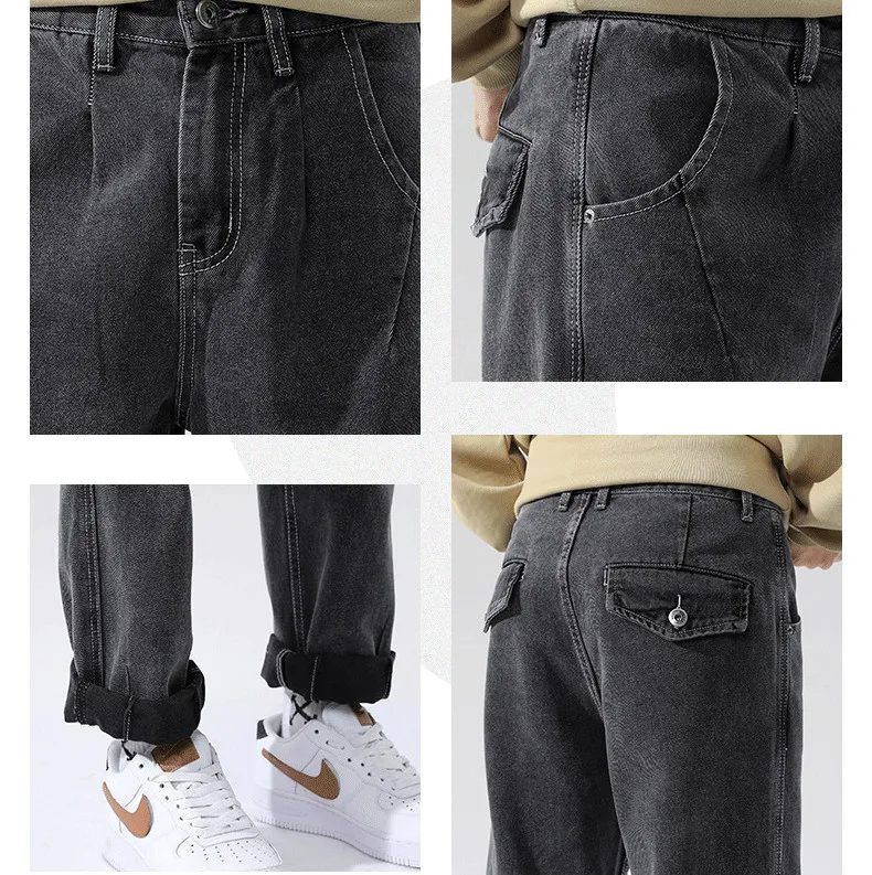 Fashion Streetwear Men's Jeans Casual Jogger Pants gray Vintage Classical Cargo jeans men Hip Hop Wide leg Jeans for men Homme
Fashion Streetwear Men's Jeans Casual Jogger Pants gray Vintage Classical Cargo jeans men Hip Hop Wide leg Jeans for men Homme