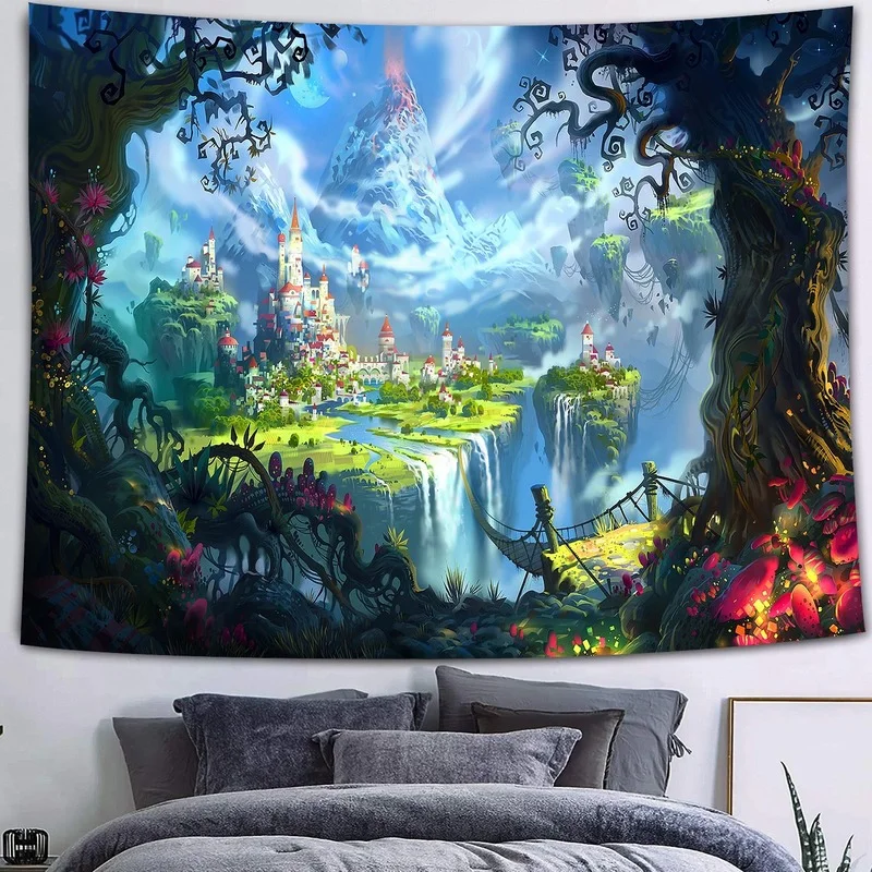 Simsant Mushroom Forest Castle Tapestry Fairytale Trippy Colorful Butterfly Wall Hanging Tapestry for Home Dorm Fantasy Decor
Simsant Mushroom Forest Castle Tapestry Fairytale Trippy Colorful Butterfly Wall Hanging Tapestry for Home Dorm Fantasy Decor