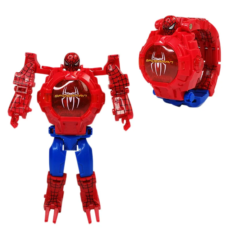 Детские часы Marvel Железный человек Человек паук Мультяшные робот трансформер 3d