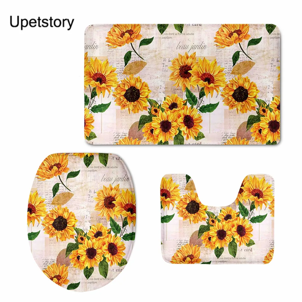 Upetstory 3PCS/Set Bathroom Carpet Sets Non Slip Floor Mat Sunflower Pattern Toilet Mat/Cover and Bath Rug for Bathroom Supplies 
Upetstory 3PCS/Set Bathroom Carpet Sets Non Slip Floor Mat Sunflower Pattern Toilet Mat/Cover and Bath Rug for Bathroom Supplies