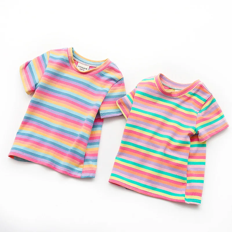 Summer new style baby striped T-shirt color girls pure cotton short-sleeved top 1035 12
Summer new style baby striped T-shirt color girls pure cotton short-sleeved top 1035 12