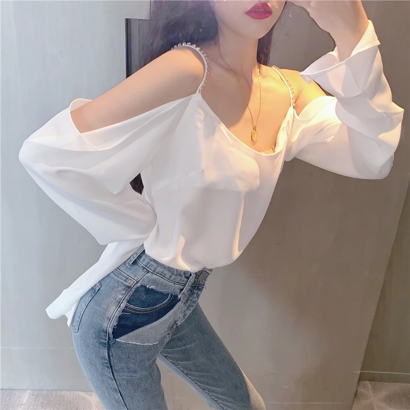 Slash Neck Chic Blusas Mujer De Moda V-neck Womens Tops and Blouses Autumn Style Sexy Off Shoulder Chiffon Shirts Fashion Brand
Slash Neck Chic Blusas Mujer De Moda V-neck Womens Tops and Blouses Autumn Style Sexy Off Shoulder Chiffon Shirts Fashion Brand