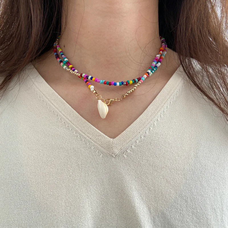 1PC Bohemia Handmade Colorful Beaded Clavicle Chain for Women Beach Shell Double Layer Chain Necklace Jewelry Gifts
1PC Bohemia Handmade Colorful Beaded Clavicle Chain for Women Beach Shell Double Layer Chain Necklace Jewelry Gifts