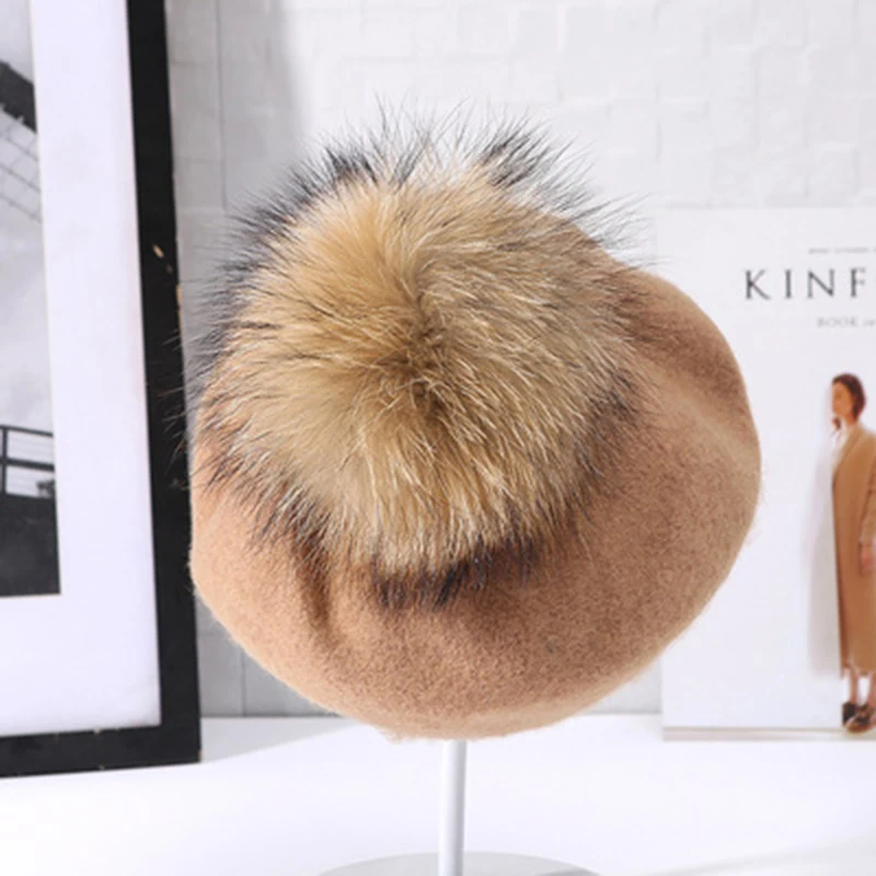 шапка Autumn Winter Warm 100% Real wool Berets Women Ball Natural Raccoon Fur Pompom beret Hats For Women
шапка Autumn Winter Warm 100% Real wool Berets Women Ball Natural Raccoon Fur Pompom beret Hats For Women