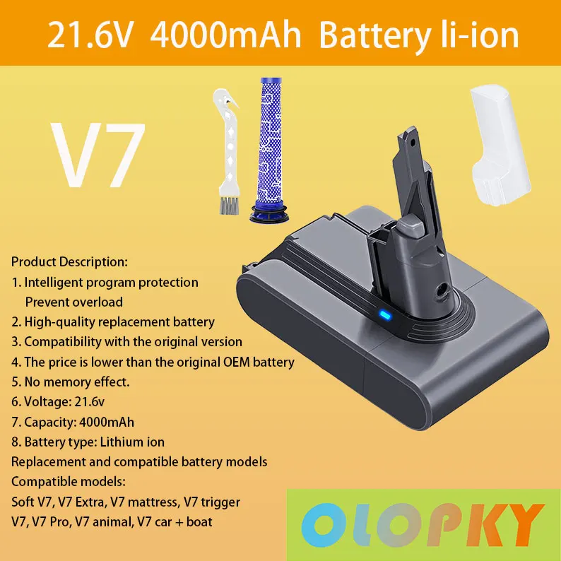 Bonacell – batterie li-lon Rechargeable 21.6V 4.0Ah pour remplacement d'aspirateur Dyson V7 FLUFFY V7 Animal V7 Pro L70
Bonacell – batterie li-lon Rechargeable 21.6V 4.0Ah pour remplacement d'aspirateur Dyson V7 FLUFFY V7 Animal V7 Pro L70