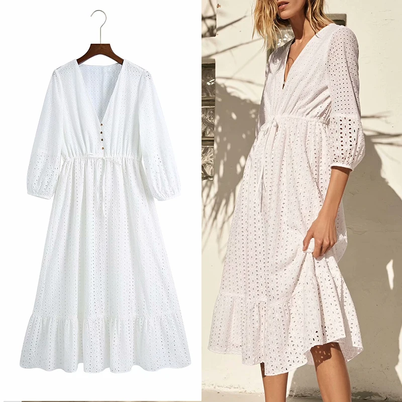 ZA neue Frauen Kleid mode stickerei hohl V-ausschnitt temperament damen kleid casual chic strae kleid frauen
ZA neue Frauen Kleid mode stickerei hohl V-ausschnitt temperament damen kleid casual chic strae kleid frauen