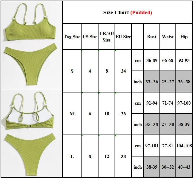 Women's 2PCS Bikini Set Ribbed Brazilian Padded Split Swimwear Bathing Swimsuit
Women's 2PCS Bikini Set Ribbed Brazilian Padded Split Swimwear Bathing Swimsuit