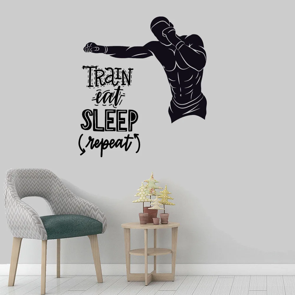 Train eat sleep repeat wall decal Boxing quotes wall stickers for art gym bedroom Living room sport vinyl DW12238
Train eat sleep repeat wall decal Boxing quotes wall stickers for art gym bedroom Living room sport vinyl DW12238