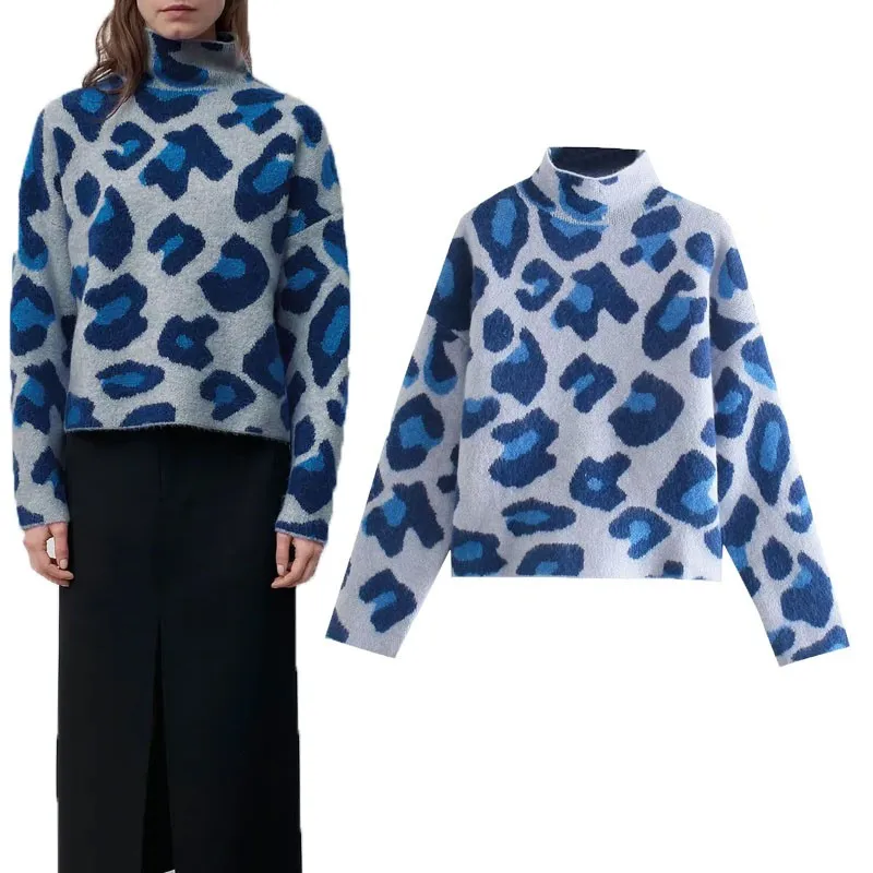 ZA Animal Jacquard Knit Sweater for Women Vintage Long Sleeve High Collar Knitted Tops Female Winter Sweaters Casual Pullover
ZA Animal Jacquard Knit Sweater for Women Vintage Long Sleeve High Collar Knitted Tops Female Winter Sweaters Casual Pullover