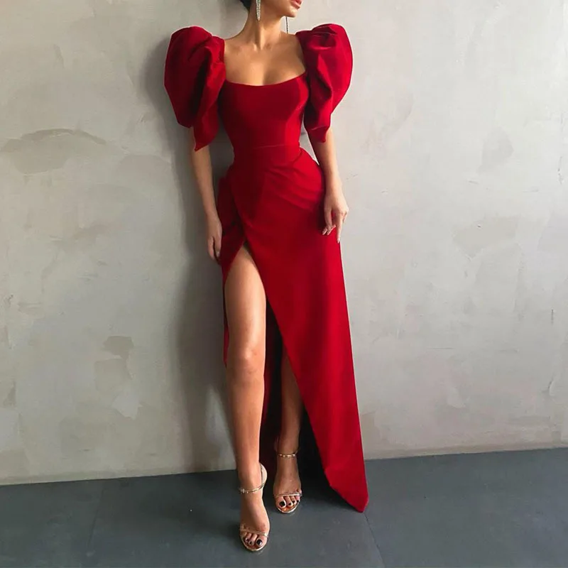 Dress for New Year 2022 Spring Autumn New Women's Dresses Solid Color Lantern Sleeve One-Neck Slim Dress Red Split Long Skirt XL
Dress for New Year 2022 Spring Autumn New Women's Dresses Solid Color Lantern Sleeve One-Neck Slim Dress Red Split Long Skirt XL