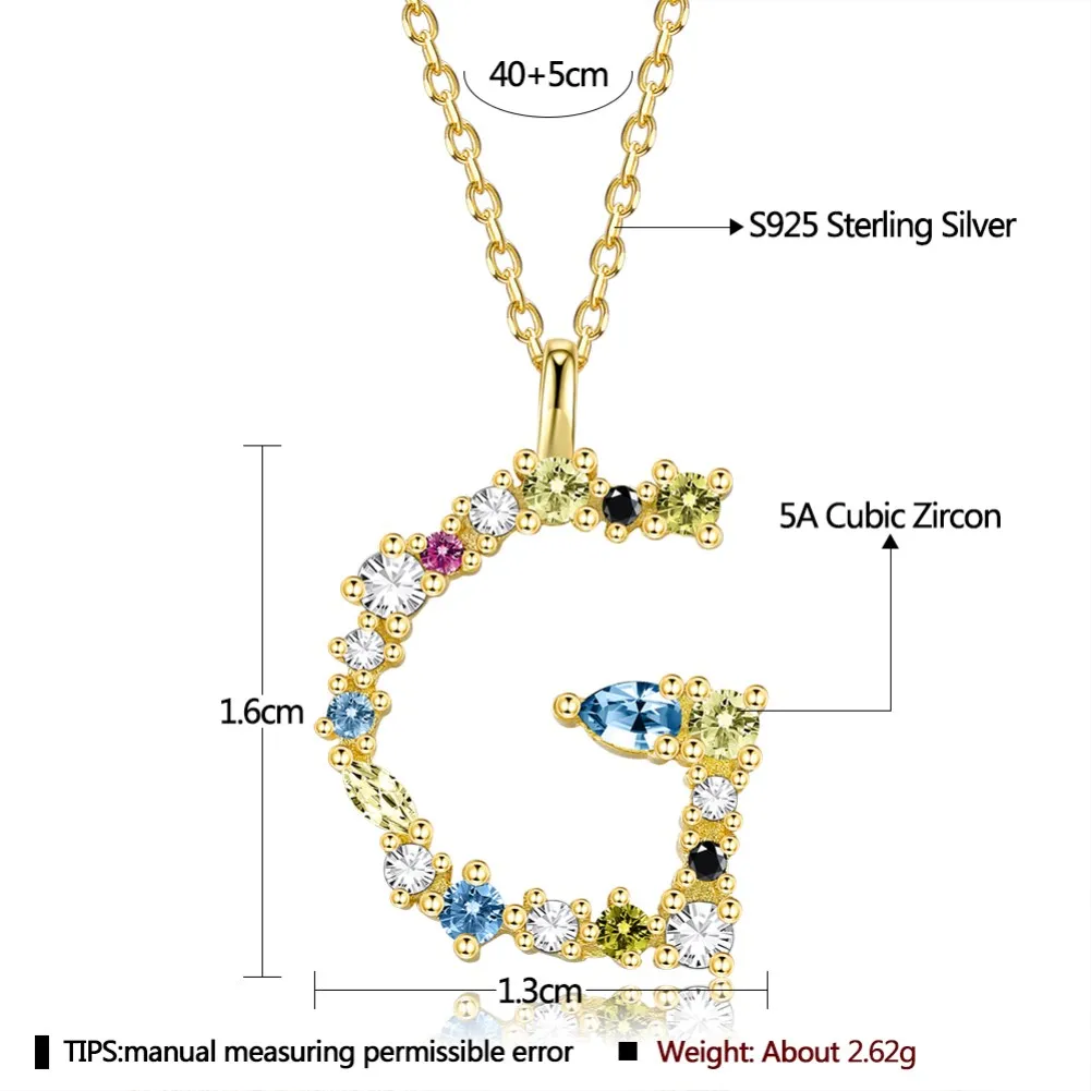 Authentic S925 Sterling Silver Jewelry Gift Fashion Shining Golden Silvery 26 Letter Colorfull Zircon Creative Pendant Necklace
Authentic S925 Sterling Silver Jewelry Gift Fashion Shining Golden Silvery 26 Letter Colorfull Zircon Creative Pendant Necklace