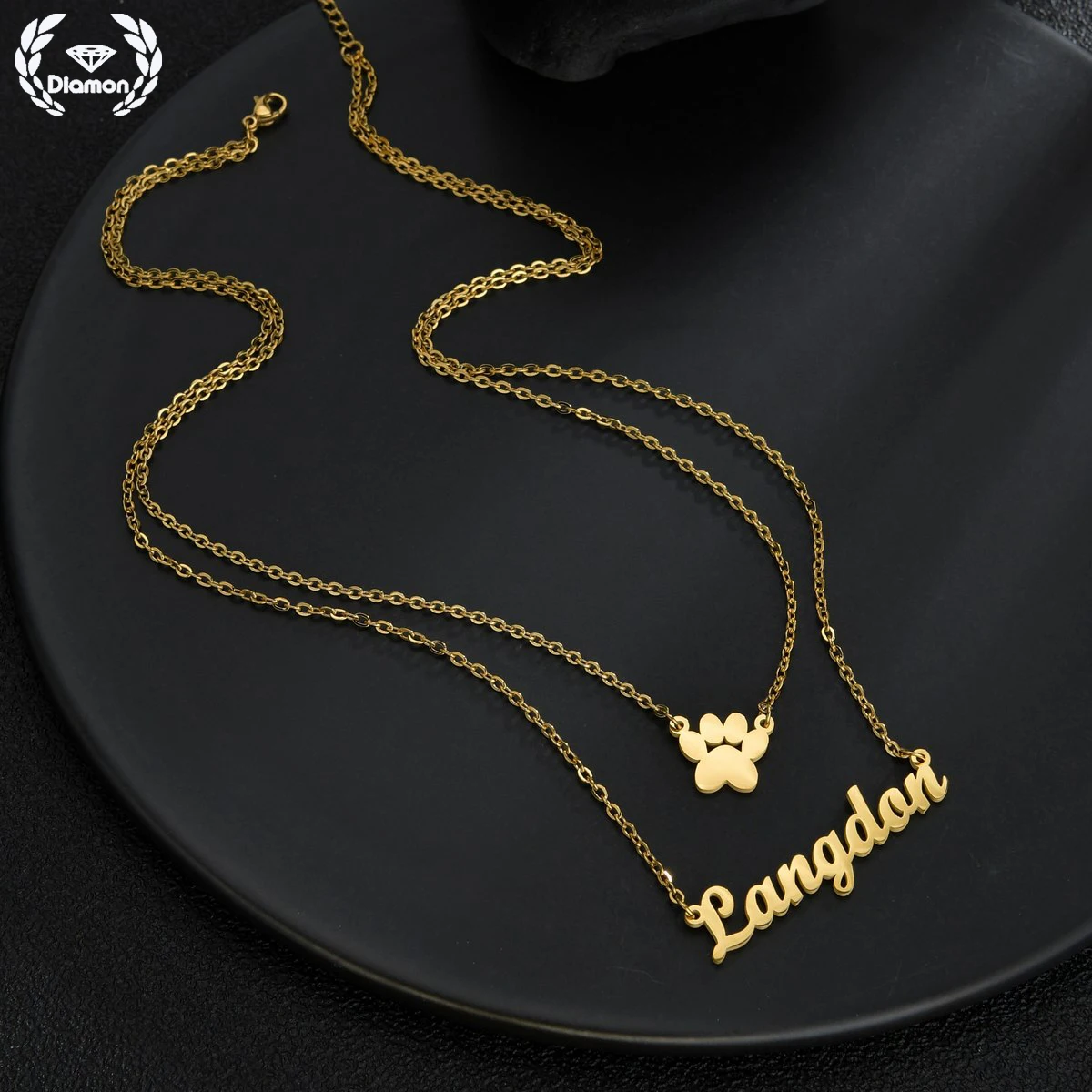 Diamon Personalized Name Stainless Steel Necklace for Women Double Layers Cat Footprint Chain Customized Pendant Jewelry Gift
Diamon Personalized Name Stainless Steel Necklace for Women Double Layers Cat Footprint Chain Customized Pendant Jewelry Gift