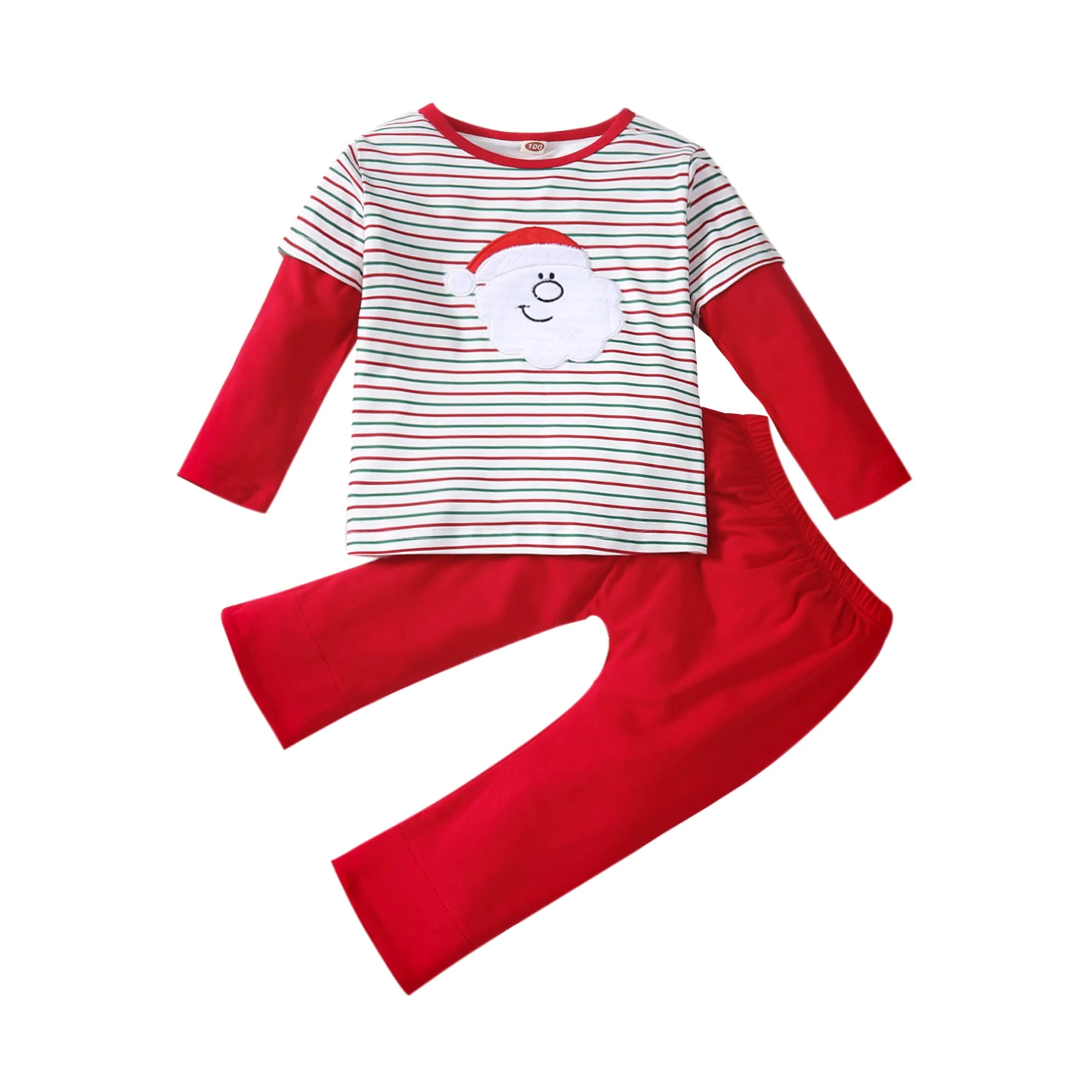 Baby Girls Christmas Clothes Set Santa Patchwork Long Sleeve O-neck T-shirt Solid Color Trousers Children's Clothing 
Baby Girls Christmas Clothes Set Santa Patchwork Long Sleeve O-neck T-shirt Solid Color Trousers Children's Clothing