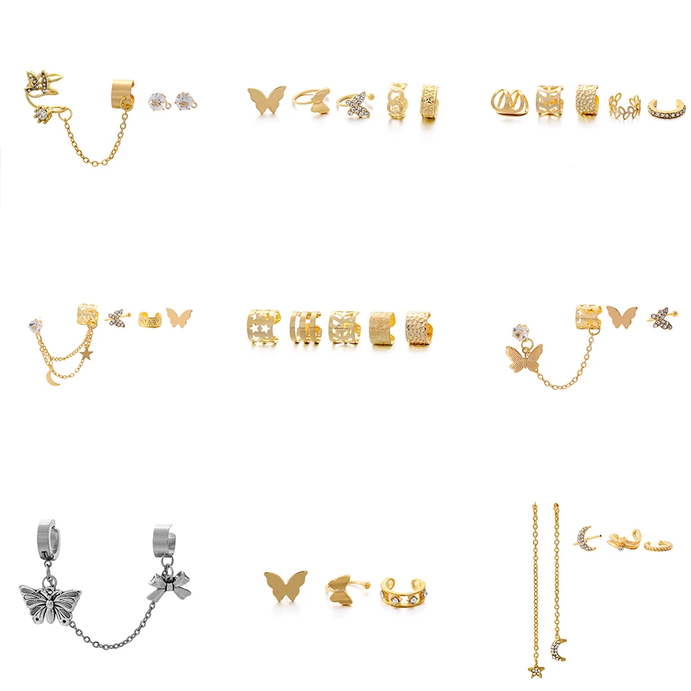 FAMSHIN Gold Leaves Ear Cuff Black Non-Piercing Ear Clips Fake Cartilage Earrings Clip Earrings For Women Men Wholesale Jewelry
FAMSHIN Gold Leaves Ear Cuff Black Non-Piercing Ear Clips Fake Cartilage Earrings Clip Earrings For Women Men Wholesale Jewelry