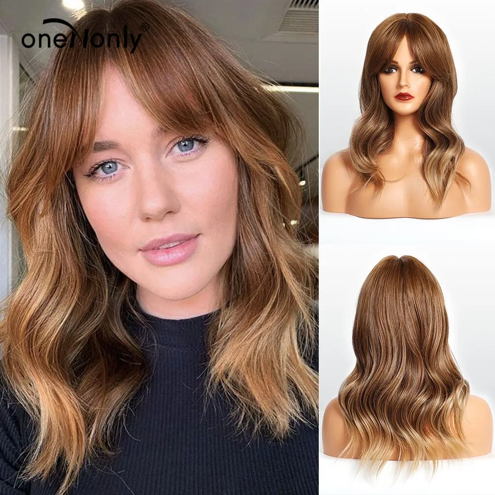 oneNonly Medium Length Natural Wave Ombre Brown Blonde Synthetic Wigs with Bangs for Women Cosplay Daily Wig Heat Resistant
oneNonly Medium Length Natural Wave Ombre Brown Blonde Synthetic Wigs with Bangs for Women Cosplay Daily Wig Heat Resistant