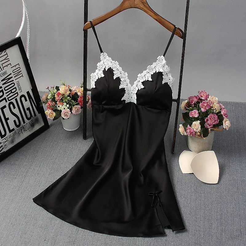 Sexy Women Spaghetti Strap Nightdress Satin Sleep Dress With Lace Casual Nightgown Home Dressing Gown Soft Home Clothes
Sexy Women Spaghetti Strap Nightdress Satin Sleep Dress With Lace Casual Nightgown Home Dressing Gown Soft Home Clothes