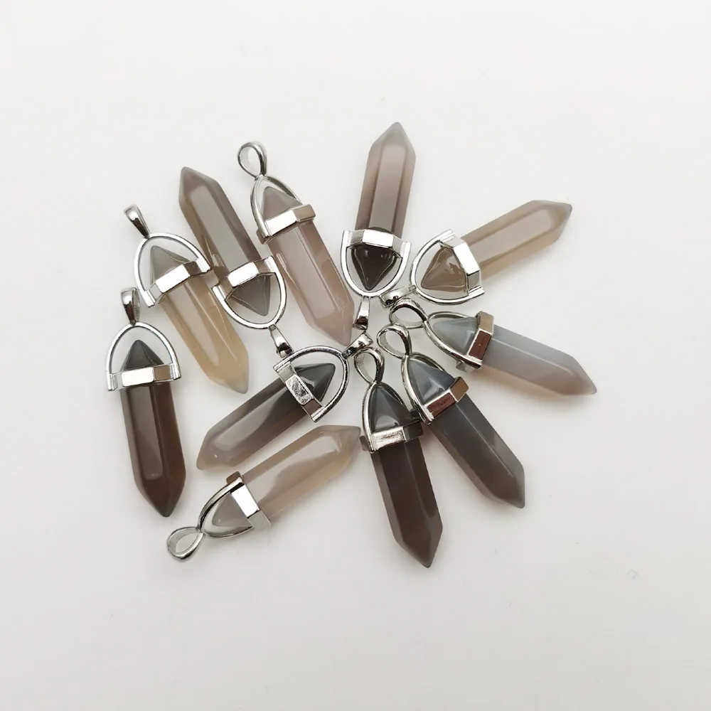 Grey agates natural stone crystal pillar Pendants & necklaces for making Jewelry fashion charm Point 24pcs/lot Free shipping
Grey agates natural stone crystal pillar Pendants & necklaces for making Jewelry fashion charm Point 24pcs/lot Free shipping