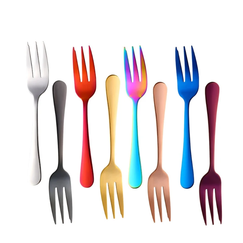 Dessert Pastry Fork Multicolor Rainbow Stainless Steel Cake Notched Small Fork K3NA
Dessert Pastry Fork Multicolor Rainbow Stainless Steel Cake Notched Small Fork K3NA