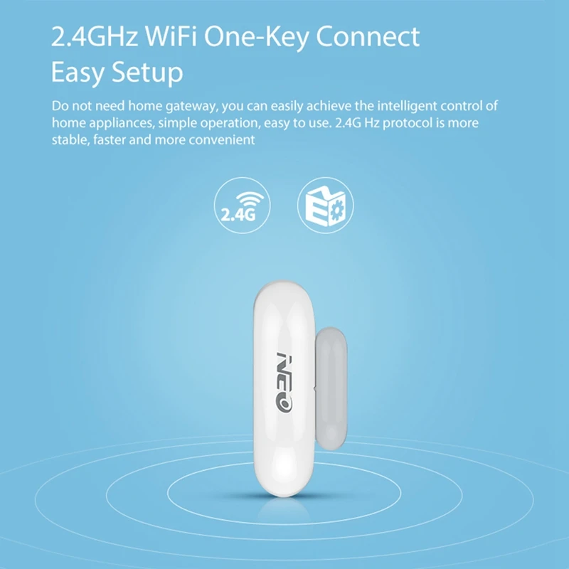 NEO WiFi Door And Window Sensor Smart Wireless Door Magnetic Sensor Home Security Alarm Type Equipment
NEO WiFi Door And Window Sensor Smart Wireless Door Magnetic Sensor Home Security Alarm Type Equipment
