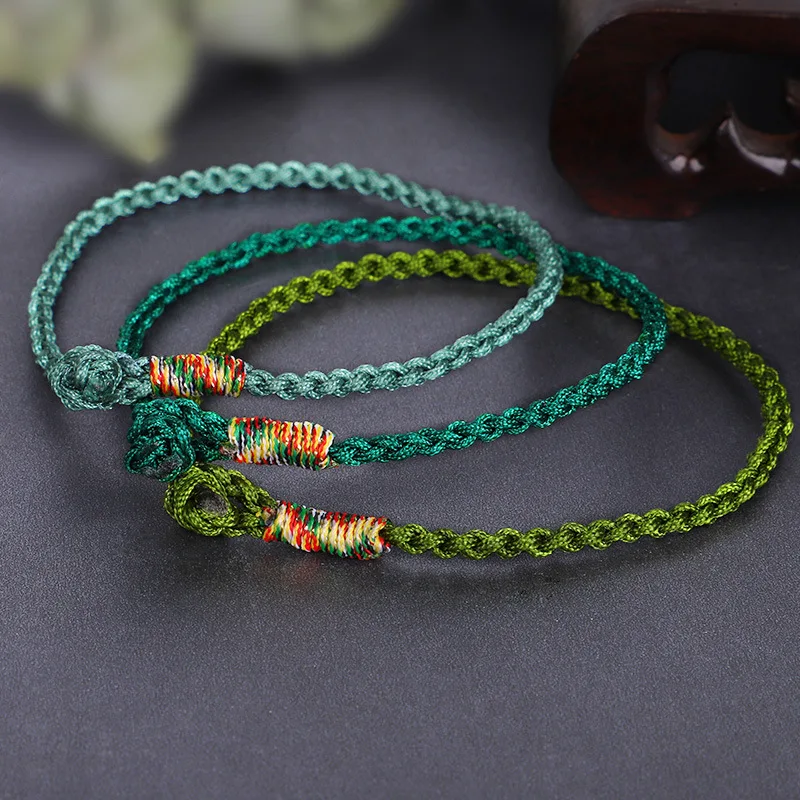 Meetvii ручной работы Lucky Green браслеты и для женщин мужчин Тибетские буддийские