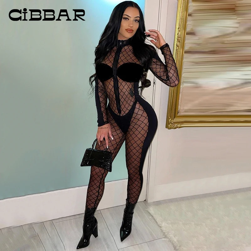 CIBBAR Skinny Midnight Style Fishnet Mesh Patchwork Jumpsuits Women Sexy See Through Bodycon Long Sleeve Chic Clubwear Overalls
CIBBAR Skinny Midnight Style Fishnet Mesh Patchwork Jumpsuits Women Sexy See Through Bodycon Long Sleeve Chic Clubwear Overalls