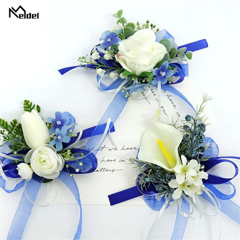 White Roses Blue Ribbon Wrist Corsage Wedding Boutonnieres Tulip Bracelet Flowers Groom Man Suit Buttonhole Brooch Pins Marriage
White Roses Blue Ribbon Wrist Corsage Wedding Boutonnieres Tulip Bracelet Flowers Groom Man Suit Buttonhole Brooch Pins Marriage