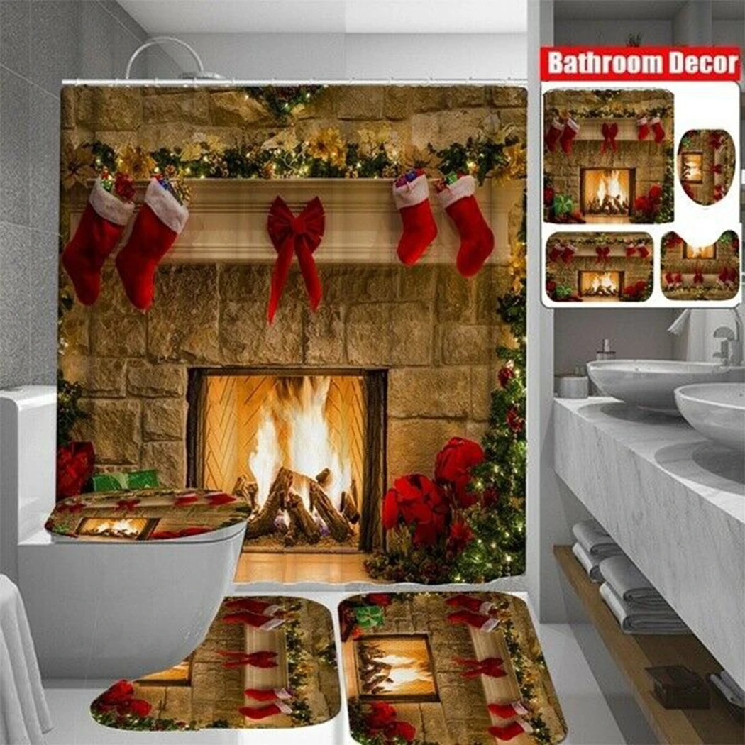 Christmas Fireplace Shower Curtain Bathroom Waterproof Carpet Toilet Cover Shower Curtains Bath Products Bathroom Decor
Christmas Fireplace Shower Curtain Bathroom Waterproof Carpet Toilet Cover Shower Curtains Bath Products Bathroom Decor