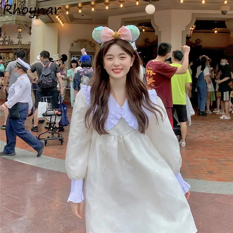 Женское платье с длинным рукавом, милое Повседневное платье до колен в Корейском стиле с воротником «Питер Пэн», нежное праздничное платье ...
Женское платье с длинным рукавом, милое Повседневное платье до колен в Корейском стиле с воротником «Питер Пэн», нежное праздничное платье ...