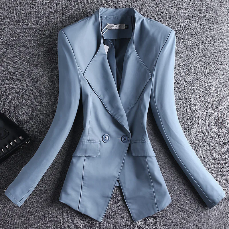 Женский пиджак из искусственной кожи с глубоким V-образным вырезом, элегантное дамское офисное пальто, топы из искусственной кожи, мода 2021, осень
Женский пиджак из искусственной кожи с глубоким V-образным вырезом, элегантное дамское офисное пальто, топы из искусственной кожи, мода 2021, осень