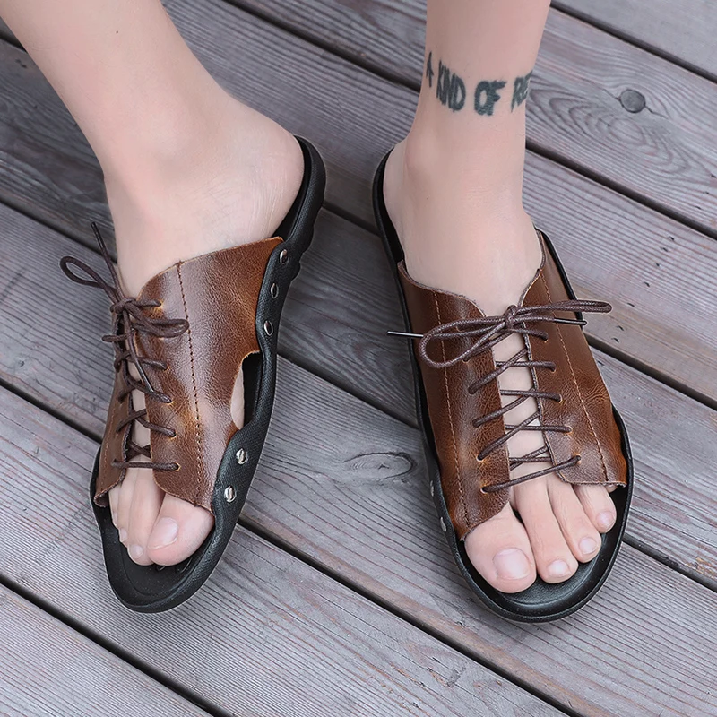 2021 New Genuine leather Summer Slippers Men Outdoor Breathable Beach Shoes Fashion Indoor Flip Flops Flat Sandals Size 44 
2021 New Genuine leather Summer Slippers Men Outdoor Breathable Beach Shoes Fashion Indoor Flip Flops Flat Sandals Size 44