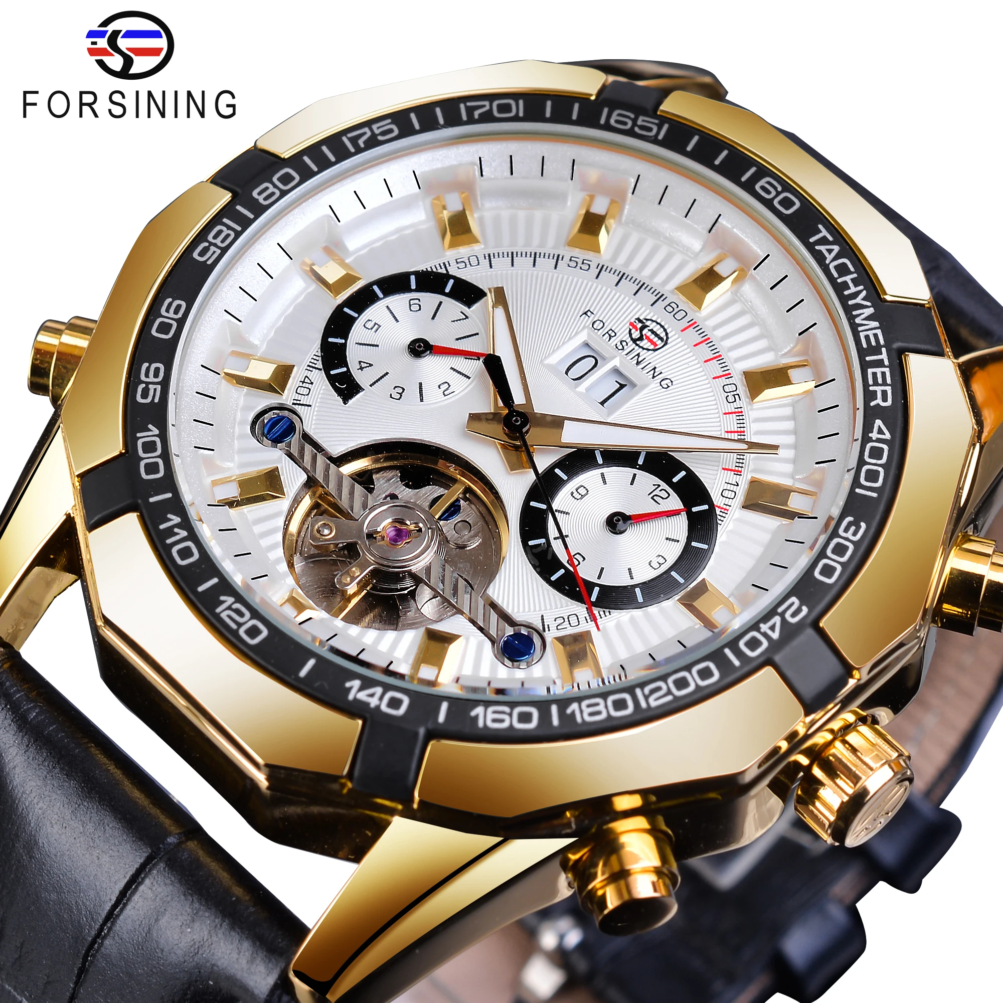 Forsining Fashion Mechanical Wristwatch Top Brand Automatic Mens Watch Calendar Luminous Black Leather Strap Golden Dial Clocks
Forsining Fashion Mechanical Wristwatch Top Brand Automatic Mens Watch Calendar Luminous Black Leather Strap Golden Dial Clocks