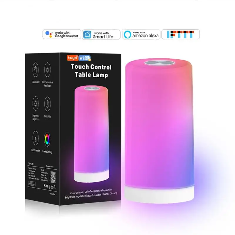 

6W Tuya Wifi Smart Touch Night Light LED Bedside Nursing Lamp RGB Dimmable Table Lamp Smart Life APP Control Atmosphere Lights