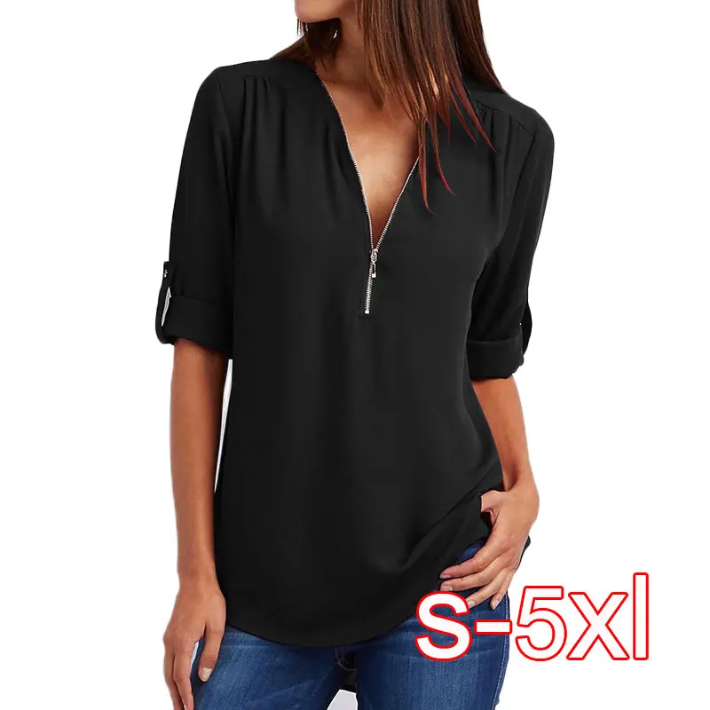 Streetwear T-Shirt Chiffon V Neck Zipper Plus Size XXXXL 5XL Brand tshirt Autumn T Shirt Women Clothes Camisetas Mujer Top Tee
Streetwear T-Shirt Chiffon V Neck Zipper Plus Size XXXXL 5XL Brand tshirt Autumn T Shirt Women Clothes Camisetas Mujer Top Tee