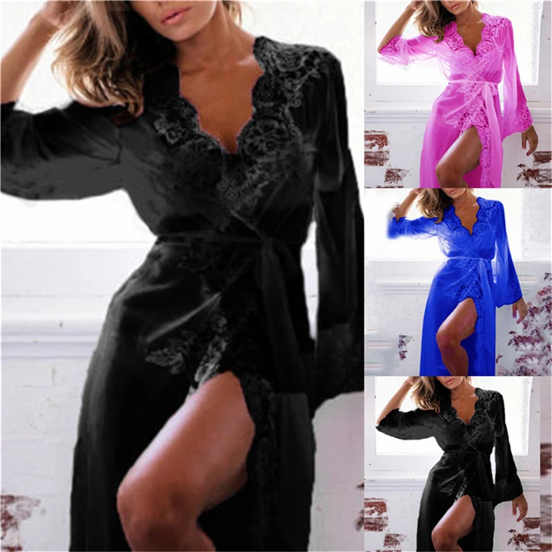 

Long Robes For Women Sexy Bathrobe Women Lace Dressing Gown Summer Sleepwear Szlafrok Damski Roupao Feminino Sexy Peignoir Femme