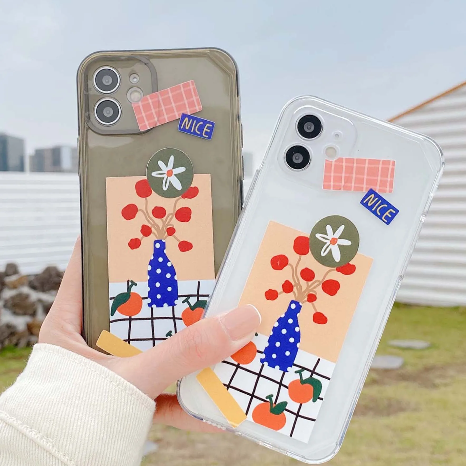 Симпатичный и счастливый чехол для телефона с вазой цветами iphone 11 12 mini pro max 7 8 plus x