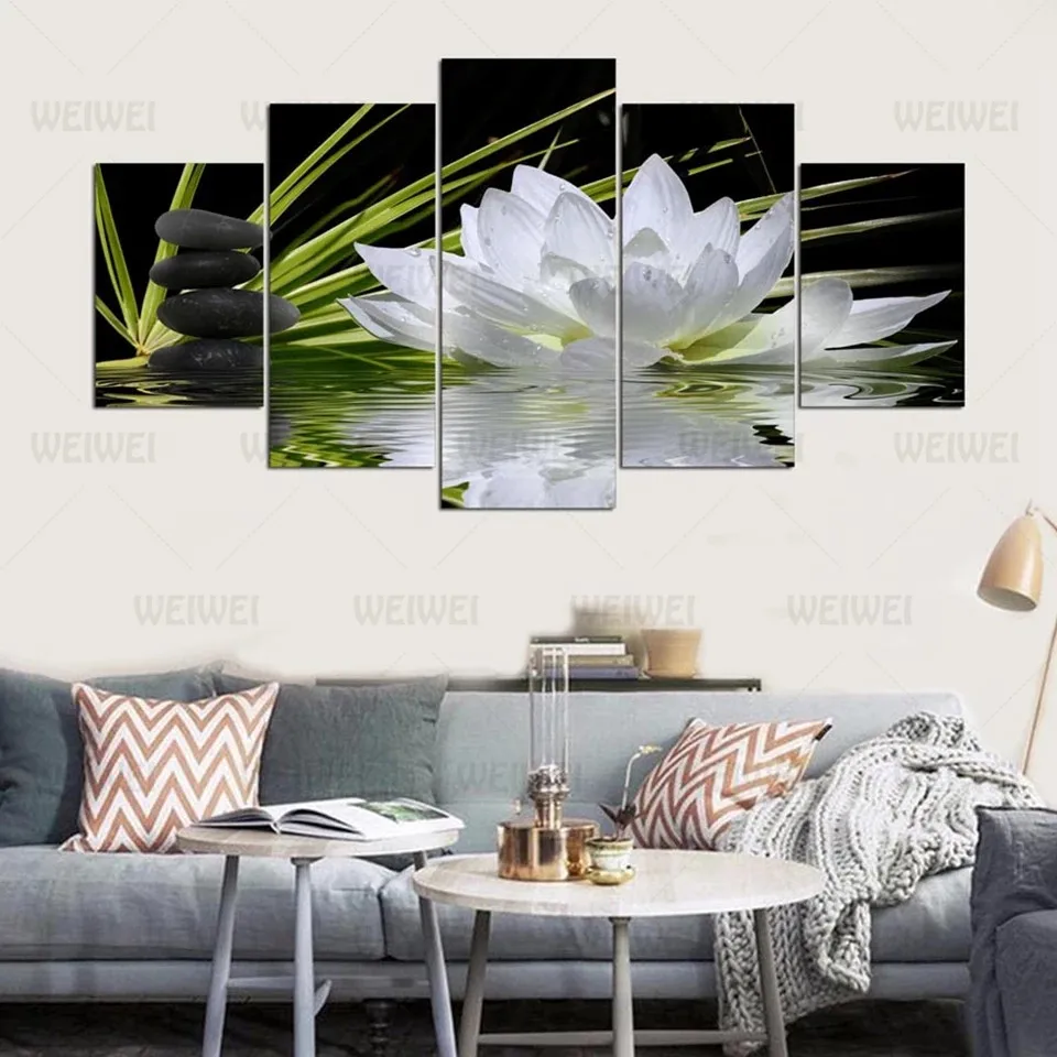 Modern Home Wall Art Decoration Frame Modular Pictures 5 Pieces White Lotus Flower Water Cobblestone Hd Printed Canvas Paintings
Modern Home Wall Art Decoration Frame Modular Pictures 5 Pieces White Lotus Flower Water Cobblestone Hd Printed Canvas Paintings