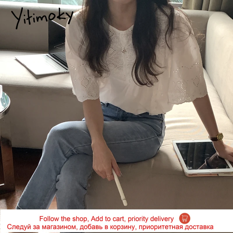 Yitimoky Vintage Women Shirts O-Neck 2021 Summer Korean New Embroidery Hook Flower Hollow Lace Puff Sleeve Spliced Casual Tops
Yitimoky Vintage Women Shirts O-Neck 2021 Summer Korean New Embroidery Hook Flower Hollow Lace Puff Sleeve Spliced Casual Tops