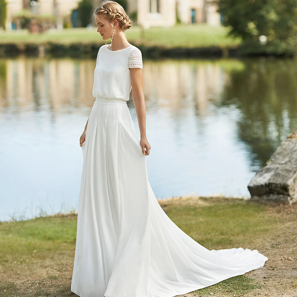 Simple White Wedding Dress Custom Made O-Neck Short Sleeves Chiffon A-Line Bridal Gowns Tank 2021 Vestido De Noiva
Simple White Wedding Dress Custom Made O-Neck Short Sleeves Chiffon A-Line Bridal Gowns Tank 2021 Vestido De Noiva