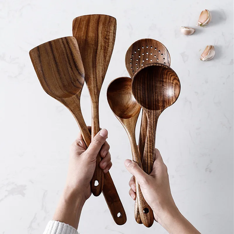 7PCS Teak Natural Wood Tableware Nonstick Special Spatula Cooking Long Handle Ladle Wooden Slotted Soup ladle Spoon Kitchen Tool
7PCS Teak Natural Wood Tableware Nonstick Special Spatula Cooking Long Handle Ladle Wooden Slotted Soup ladle Spoon Kitchen Tool
