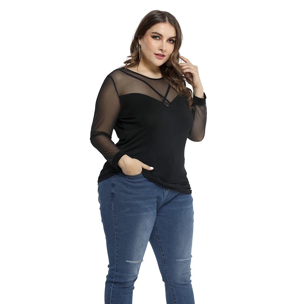 2021 New Arrival Summer Plus Size Women Sheer Mesh Long Sleeve O Neck Top T-Shirt Female Transparent See Through Black Tops D30
2021 New Arrival Summer Plus Size Women Sheer Mesh Long Sleeve O Neck Top T-Shirt Female Transparent See Through Black Tops D30