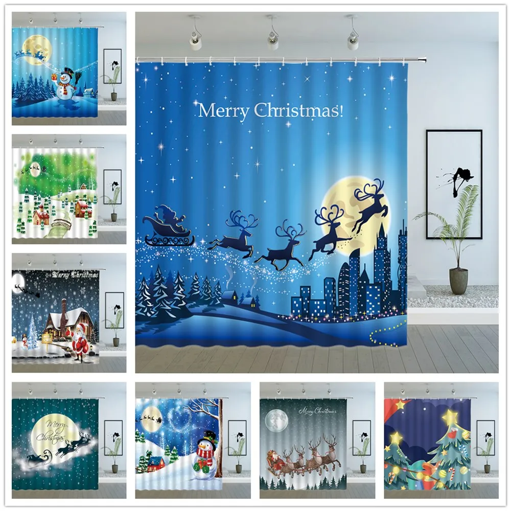 Christmas Decor Shower Curtains Snowman Santa Claus Cartoon Night View XmasTree New Year Holiday Child Bath Fabric Curtain Sets
Christmas Decor Shower Curtains Snowman Santa Claus Cartoon Night View XmasTree New Year Holiday Child Bath Fabric Curtain Sets