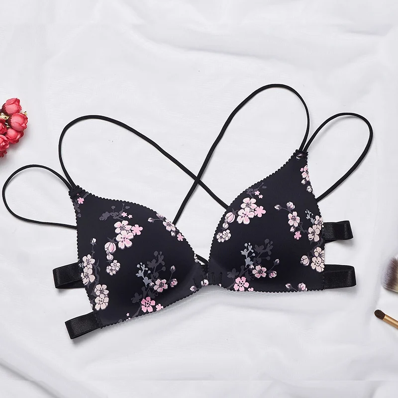 Fashion Floral Print Bra Front Buckle Underwear Seamless Cross Back Women Push Up Bras
Fashion Floral Print Bra Front Buckle Underwear Seamless Cross Back Women Push Up Bras